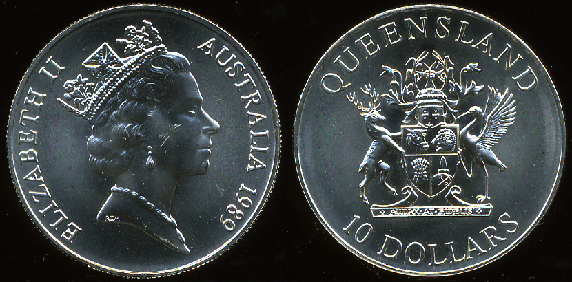 Австралия. 10 долларов. 1989 (Unc. Серебро)