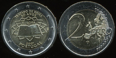 Португалия. 2 евро. 2007 (Unc. Биметалл)