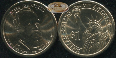 США. Монета 1 доллар. 2011.P (KM#502. Unc) Джеймс Гарфилд [20-й президент]