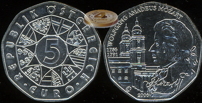 Австрия. 5 евро. 2006 (Unc. Серебро)
