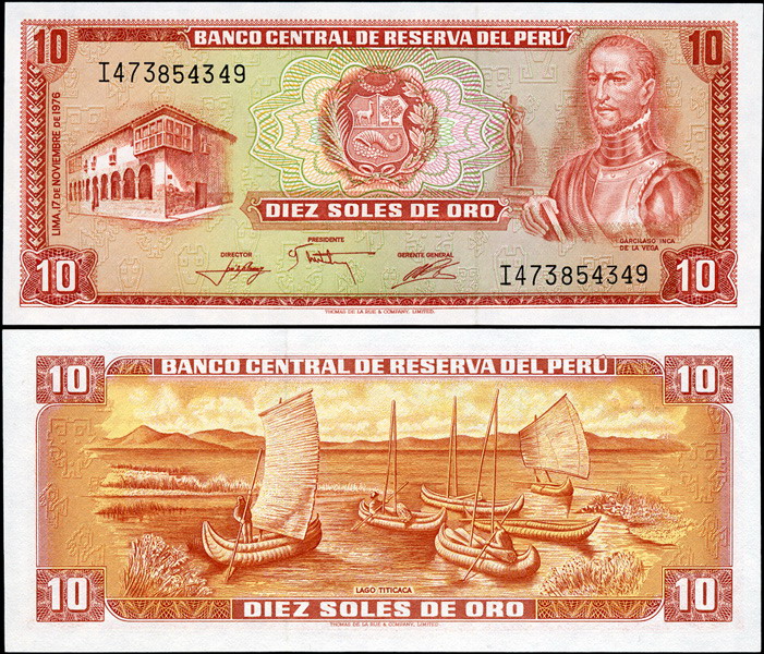 Перу. 10 солей де оро (Unc) 1976