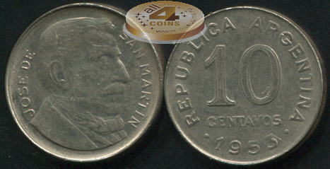 Аргентина. 10 центаво. 1953 (VF)