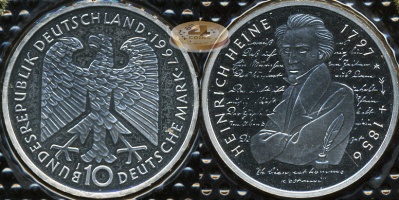 Германия (ФРГ). 10 марок. 1997 J (Proof. Серебро)