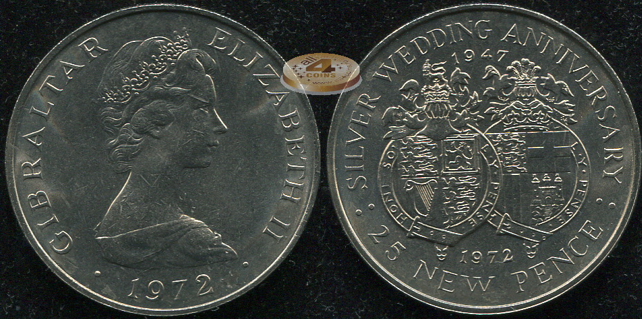 Гибралтар. 25 новых пенсов. 1972 (Unc)