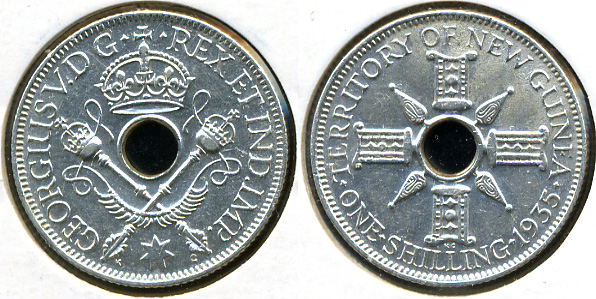 Британская Новая Гвинея. 1 шиллинг. 1935. (Серебро)