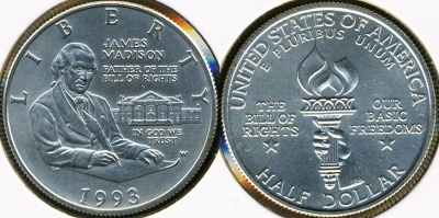 США. 1/2 доллара. 1993 (Unc. Серебро)