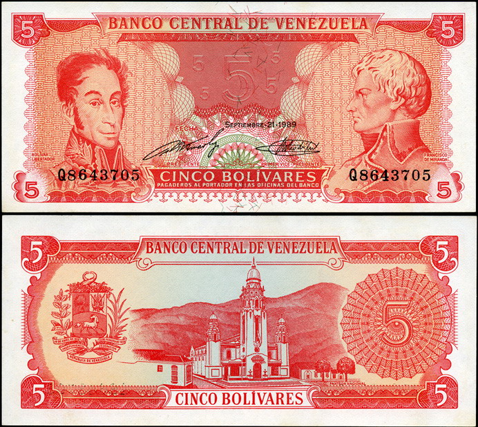 Венесуэла. 5 боливаров (Unc) 1989