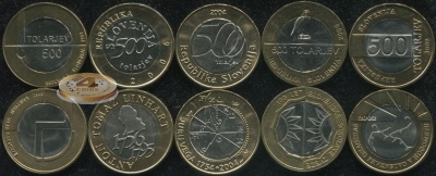 Словения. Набор №5 (5 монет. 5 биметаллов) 2002-06