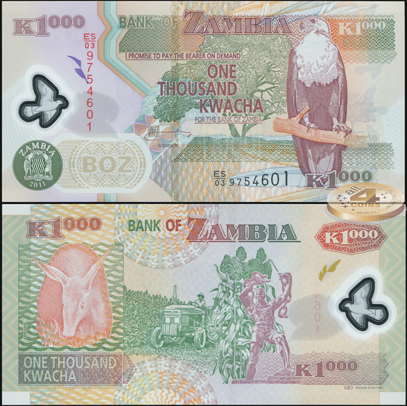 Замбия. 1000 квача (Unc. Пластик) 2011