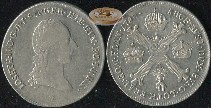 Австрийские Нидерланды. 1/4 кроненталера. 1788 (VF/aXF. Серебро)