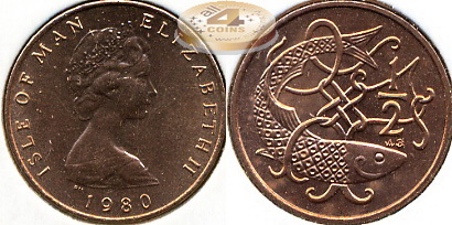 Остров Мэн. 1/2 пенни. 1980 (Unc)
