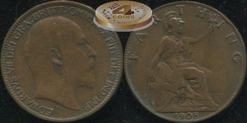 Великобритания. 1 фартинг. 1908. (VF)