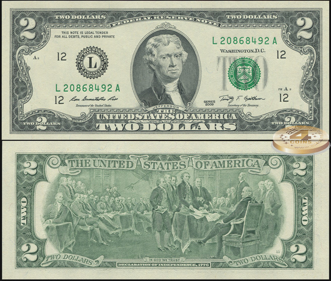 США. 2 доллара (Unc) 2009.L