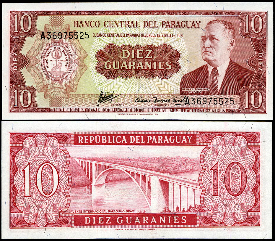 Парагвай. 10 гуарани (Unc) 1952