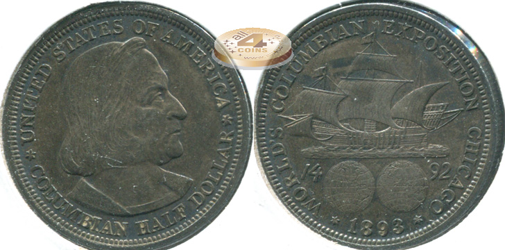 США. 1/2 доллара. 1893 (aUnc. Серебро)