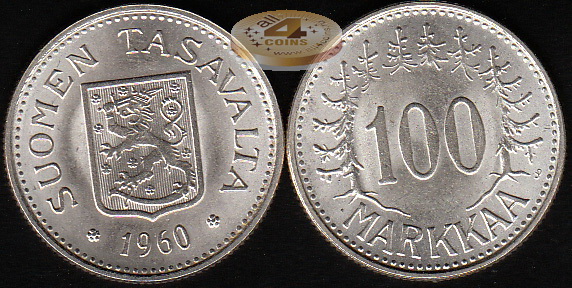 Финляндия. 100 марок. 1960 (Unc. Серебро)