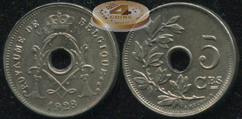 Бельгия. 5 центимов. 1928 (XF++)