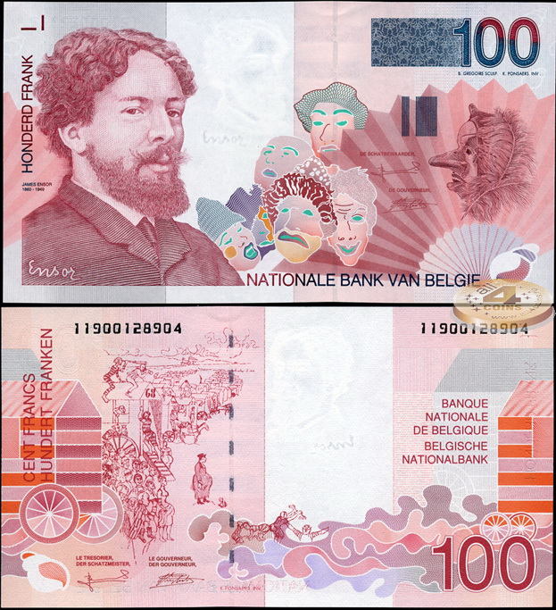 Бельгия. 100 франков (Unc) 1995-2001