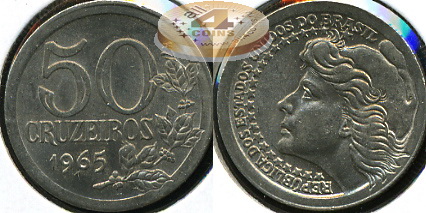 Бразилия. 50 крузейро. 1965 (XF+)