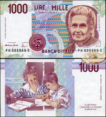 Италия. 1000 лир (Unc) 1990