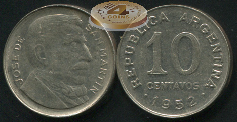 Аргентина. 10 центаво. 1952 (VF)