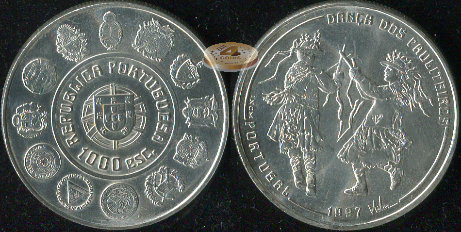 Португалия. 1000 эскудо. 1997 (Unc. Серебро)