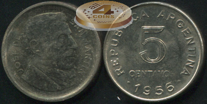 Аргентина. 5 центаво. 1955 (Unc)
