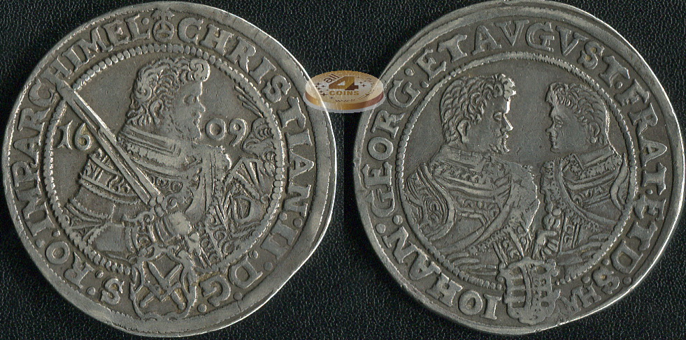 Германия (Саксония). 1 талер. 1609 HR (VF. Серебро)