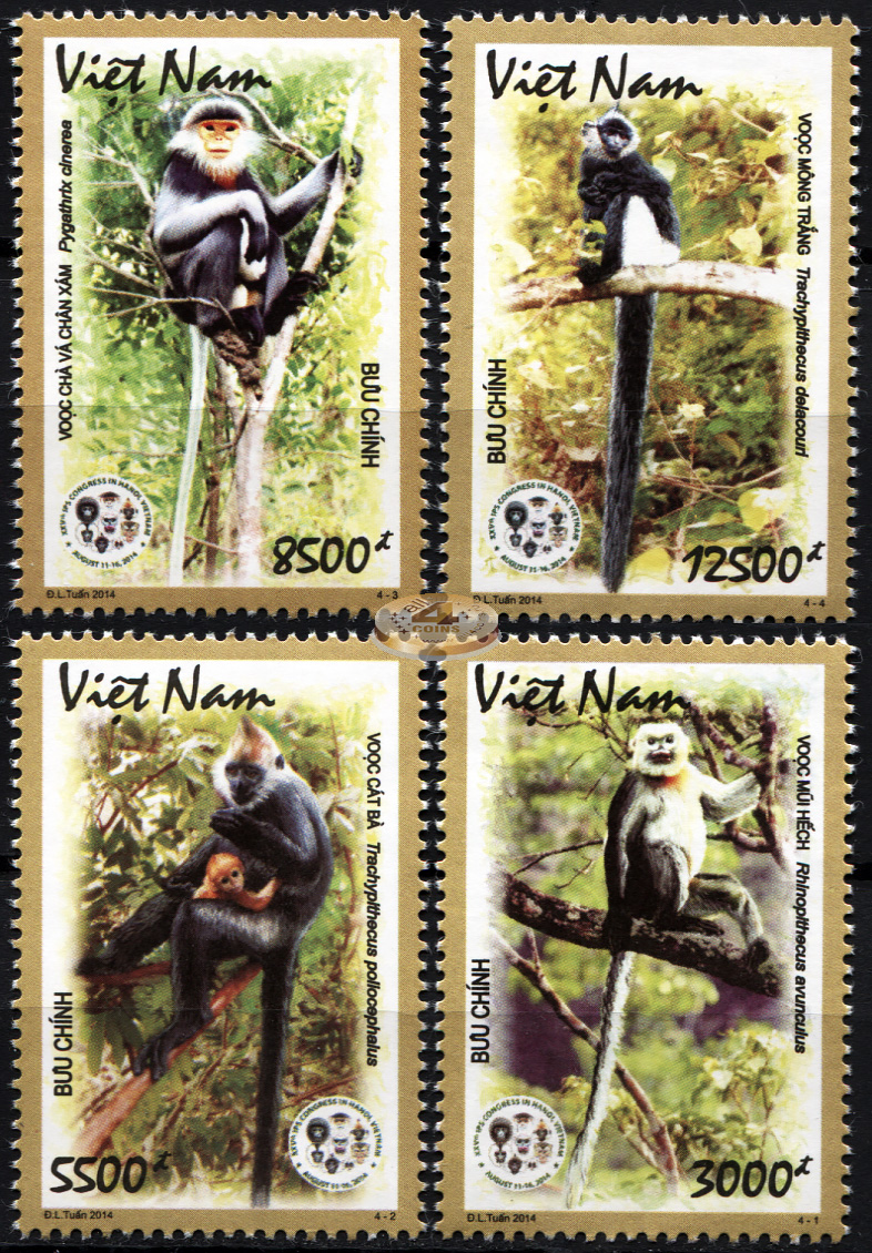 Вьетнам. 2014. Вьетнамские приматы (Серия. MNH OG)