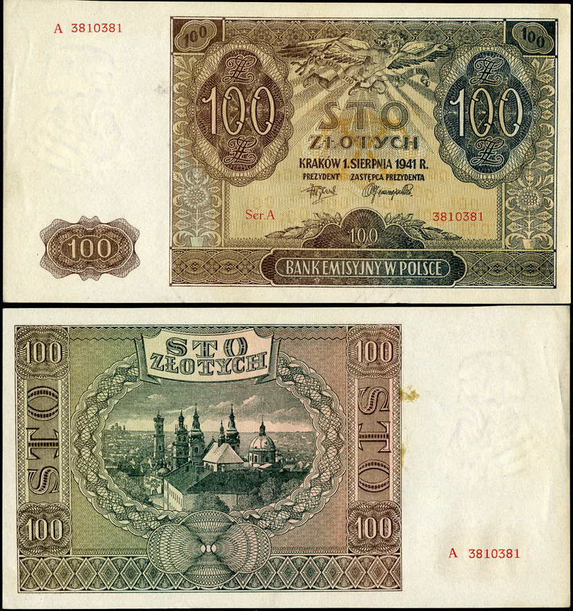 Польша (германская оккупация). 100 злотых (Unc) 1941