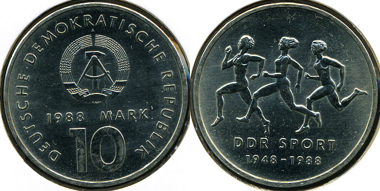 Германия (ГДР). 10 марок. 1988 (Unc)