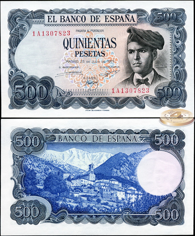 Испания. 500 песет (Unc) 1971