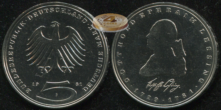 Германия [ФРГ]. 5 марок. 1981.J (Unc)
