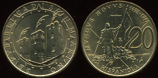 Сан-Марино. 20 лир. 1992 (Unc)
