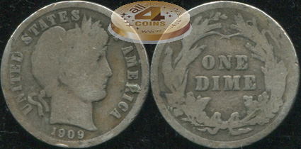США. 10 центов (Дайм). 1909 (G. Серебро)