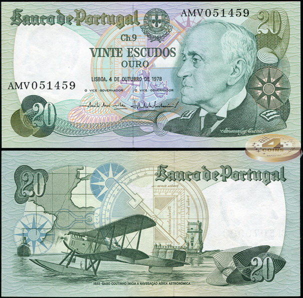 Португалия. 20 эскудо (Unc) 1978