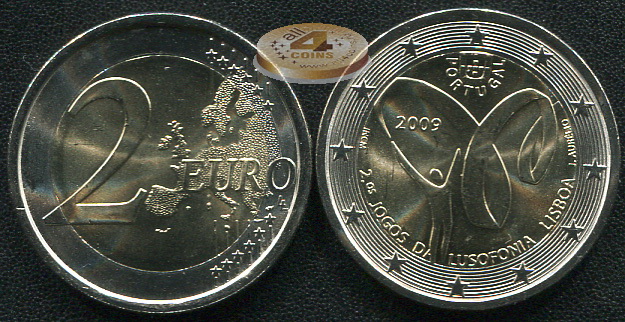 Португалия. 2 евро. 2009 (Unc. Биметалл)
