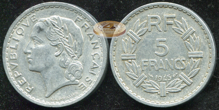 Франция. 5 франков. 1945(a) (XF)