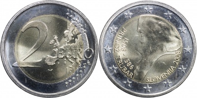 Словения Монета 2 евро. 2008 (Unc. Биметалл) 500 лет со дня рождения Приможа Трубара