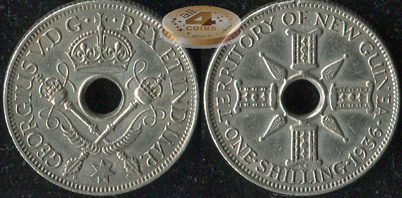 Британская Новая Гвинея. 1 шиллинг. 1936 (aUnc. Серебро)