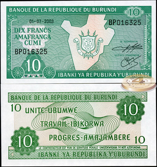 Бурунди. 10 франков (Unc) 2003