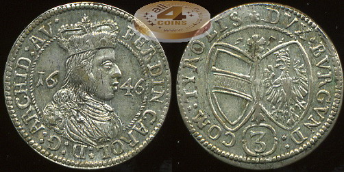 Священная Римская империя. Грошен. 1646 (XF. Серебро)