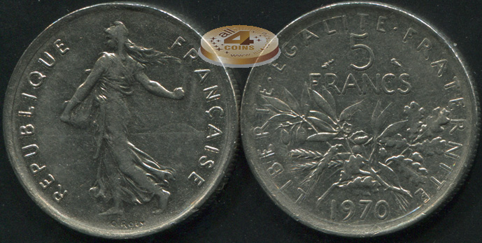 Франция. 5 франков. 1970 (XF)