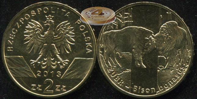 Польша. 2 злотых. 2013 (Unc) Зубр