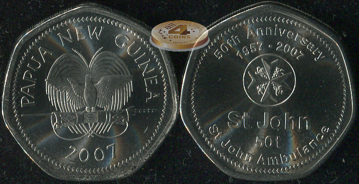Папуа Новая Гвинея. 50 тоеа. 2007 (Unc)