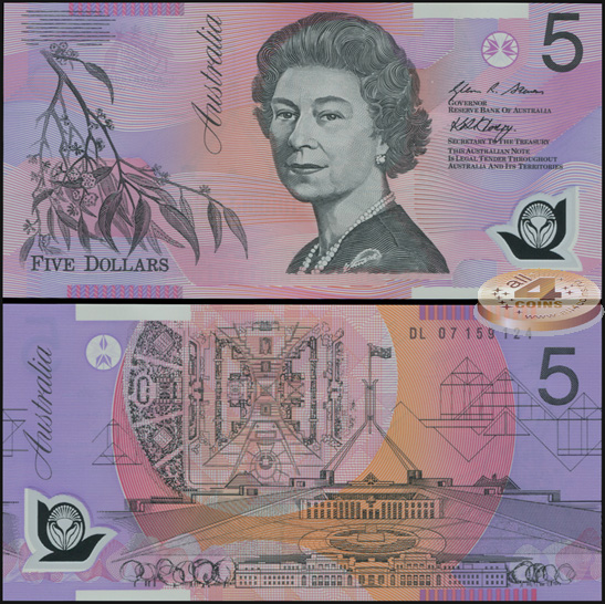 Австралия. 5 долларов (Unc. Пластик) 2007