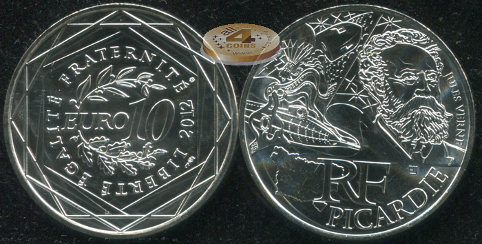 Франция. 10 евро. 2012 (Unc. Серебро)