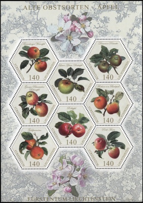 Лихтенштейн. 2015. Древние Сорта Фруктов. Яблоки (Малый лист. MNH OG)
