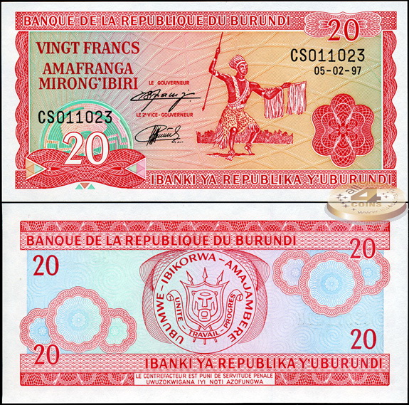 Бурунди. 20 франков (Unc) 1997