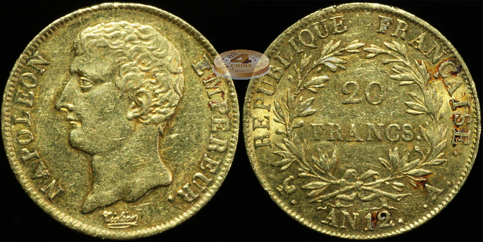 Франция (1я империя). 20 франков. AN12 (XF+. Золото)